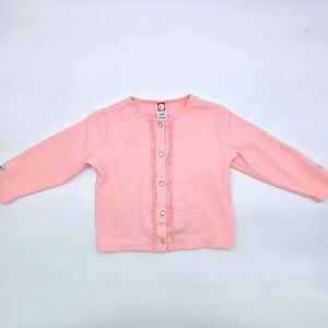 Vintage Gymboree 2001 Pink Floral Embroidered Ruffle Cardigan Girls Medium 4T
